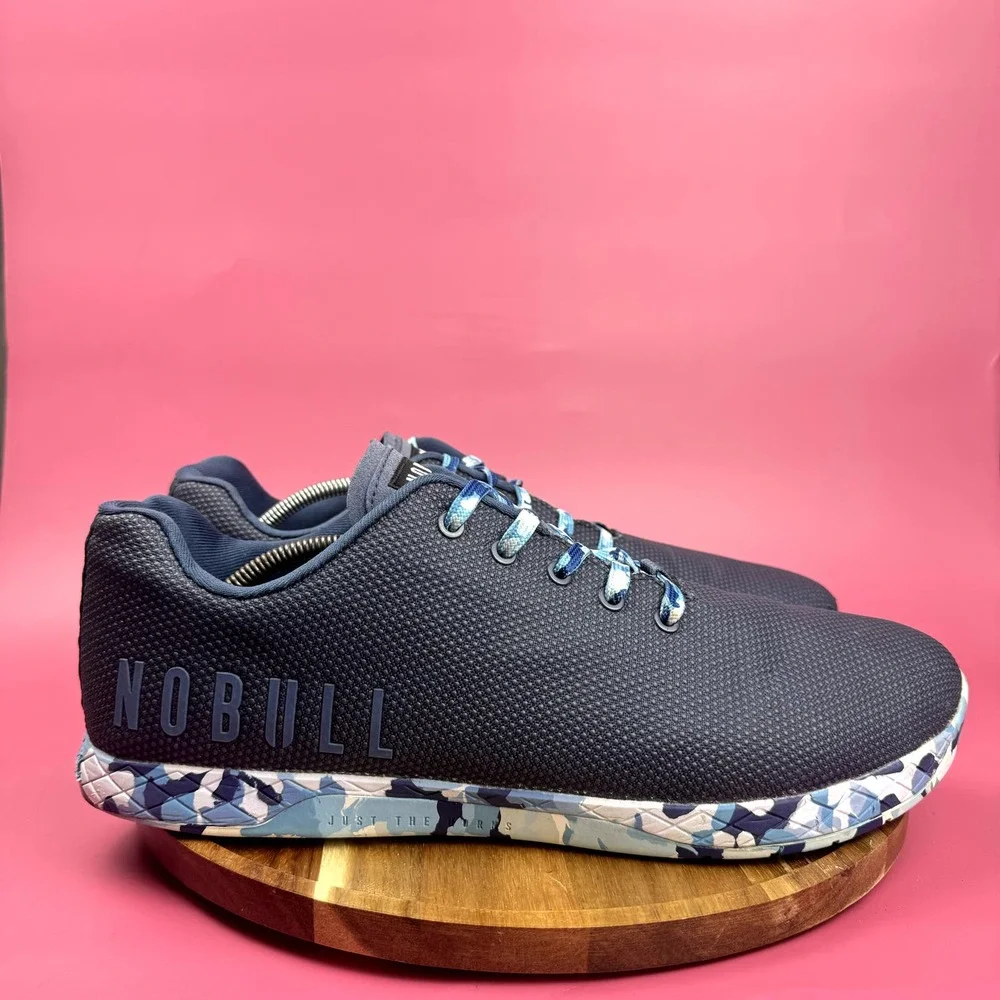NOBULL Black Athletic Shoes with Blue Camouflage Sole